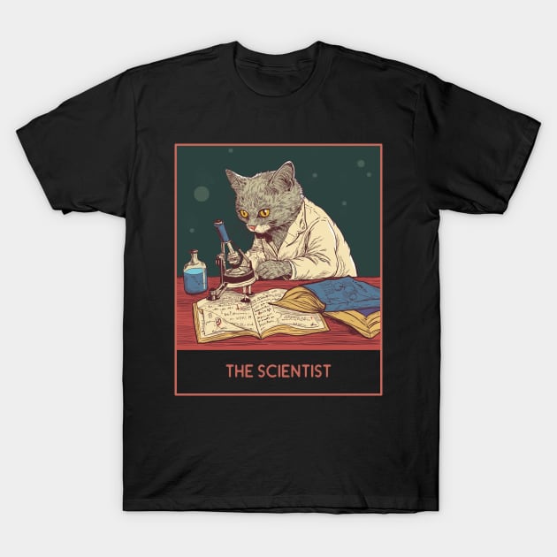 The scientist, cat laboratory, funny cat white lab coat T-Shirt by Submarinepop